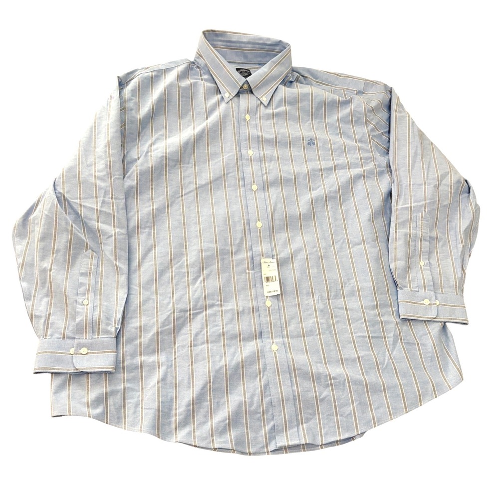 Brooks Brothers Shirt Mens 3XL Blue Striped Non-Iron Stretch Button Down Casual